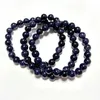 Strand Women Bracelet Men Blue Sandstone Beads 6mm 8mm 10mm 8''