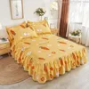 Bed Skirt Bedroom Floral Korean Non-slip Dustproof Bedspread Students Bedding Single Double Mattress Protector Household Decor