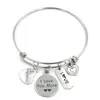 New Arrival Stainless Steel Bracelet Adjustable Wire Bangle Family Charms Bracelet Grandma Gifts Jewelry252o