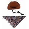 Vêtements pour chiens Ensemble de chapeaux pour animaux de compagnie Vintage Triangle Écharpe Accessoires Chat Western Cowboy pour