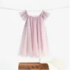 Abiti da ragazza Tulle Paillettes Summer Girls Princess Dress 2023 Bambini Dolce cielo stellato Maglia sottile manica volante Fata gonfia