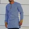 Ethnic Clothing Patchwork Plaid African Dashiki Dress Shirt Men Brand Ubrania z długim rękawem Hip Hop Streetwear