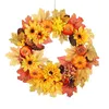 Couronnes de fleurs décoratives Couronnes d'automne pour porte d'entrée Couronne d'automne de 45 cm avec baies, citrouille, feuilles d'érable, décoration du festival de la récolte de Thanksgiving 231019