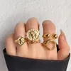 Solitärring IPARAM Vintage Metall Geometrisches Set für Frauen Punk Hiphop Goldfarbe Knöchel Modetrend Schmuck Geschenk 231019