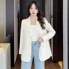 여자 정장 스프링과 가을 캐주얼 블레이저 좋은 품질 긴 소매 v 넥 사무실 Lady Elegant Jackets Female Coats Black Beige