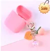 Mooie perzik sleutelhanger creatieve fruit hanger sleutelhanger accessoires vrouwen meisje prachtige gift Colorball mobiele telefoon sleutelhangers