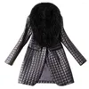 Женское теплое зимнее пальто на меху, женская куртка из искусственной кожи, облегающее длинное пальто, верхняя одежда, женское Manteau Femme