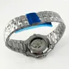 Armbanduhren 38mm Automatische Herrenuhr Silbergehäuse Glasbodenabdeckung Grün leuchtende mechanische Armbanduhren mit Kalenderfenster