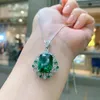 Pendentif Colliers SpringLady Trend 12 16mm Emerald Gemstone Collier Bague Femme De Luxe Fête De Mariage Fine Jewelrye Anniversaire Cadeau