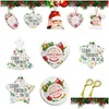 Decorações de Natal em branco sublimação ornamento cerâmico 3 polegadas Natal personalizado ornamentos artesanais para árvore casa jardim festi dh6jp