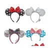 Décoration de fête Vendre des accessoires de cheveux oreilles de souris bandeau paillettes arcs caractère pour femmes enfants festival bandeau filles partyhair d dhrgn