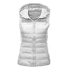 Gilets pour femmes hiver femmes vêtements d'extérieur à capuche vestes sans manches coton rembourré chaud couleur Pure manteau 231018