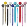 Partihandel Crystal Element Roller Ball Point Pennor Big Diamond Ball Pen Gem Wedding Office Supplies Gift 10 Färger