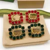 Designer merk oorbellen groene strass steentjes en vintage gouden oorringen sieraden voor damesfeest met cadeau