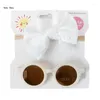 Accessoires de cheveux Q81A Bébé Creux Bowknot Bandeau Lunettes De Soleil 2pcs / Set UV Pour Fournitures De Protection Enfants Enfant En Bas Âge Filles Garçons En Plein Air