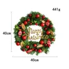 Flores decorativas grinaldas de natal grinalda vermelha porta da frente pendurado agulha de pinho artificial neve garands janela ao ar livre ano navidad decoração de casa 231019