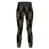 Pantaloni attivi Leggings con teschio di zucchero dorato Teschi astratti Push Up Yoga Simpatico design femminile senza cuciture Sport da bicicletta