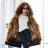 Piel para mujer Faux Maomaokong Invierno Mujer Abrigo natural Tallas grandes Parkas negras Mapache Forro real Larg Chaqueta cálida Abrigos largos 231018