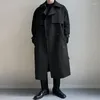Herrgravrockar koreanska kappa män överdimensionerad mode avslappnad fast färg lång streetkläder lös vindbrytare jacka mens överrock