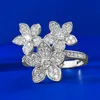 Big Flower Moissanite Diamond Ring Real 925 Sterling Silver Party Wedding Band Rings for Women Engagement Jewelry Gift