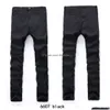 Jeans skinny tout noir liquidation vente hommes détruit droit coupe ajustée pantalon de motard déchiré denim lavé hiphop ins pantalon drop livraison