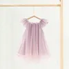 Abiti da ragazza Tulle Paillettes Summer Girls Princess Dress 2023 Bambini Dolce cielo stellato Maglia sottile manica volante Fata gonfia