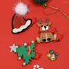 Hair Accessories 5Pcs Christmas Decoration Clips Tree And Satan Hat Pins Bow For Baby Girl Children's Headdress