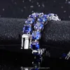 Starsgem Custom Women Man 18K Gold Plated Sterling Silver 925 Royal Blue Sapphire Bracelet