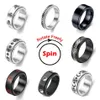 Ring Figet Spinner Rings for Women Men Rostfritt stål Rotera ly spinning Anti Stress Accessories smycken gåvor237s