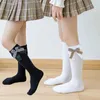 Crianças meias 3pairslot estilo japonês bonito bowknot crianças algodão polainas respirável antiderrapante kneehigh acessórios infantis 231019