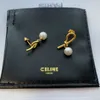 CELI Stud Lettres Boucle D'oreille Marque De Luxe Designers Femmes Rond Cristal Strass Plaqué Or 18 Carats Argent Perle Boucles D'oreilles Bijoux De Fête De Mariage