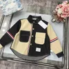 Lüks tasarımcı bebek yaka gömlek çocuklar üç renk şerit dikiş tasarımı üst boyut 100-150 cm moda sonbahar giyim çocuk bluzları Ağustos24