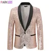 Męskie garnitury Blazery Pink cekin brokat Tuxedo Blazer Jacket Men Men Man Mern Man Button Shall Bohn Shiny Blazers Wedding Party Ubrania dla śpiewaków 231018