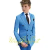 Suits Yellow Boys Suit Double Breasted Jacket Pants 2 Piece Set Business Style Formal Wedding Tuxedo Custom Size Blazer Kids 231019