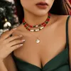 Collane a ciondolo Fashion di moda per perle di argilla rossa verde perle multistrato Collana girocollo per le donne boho di neotecite di neve per bighetta per i bigiotteria