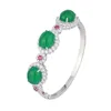 Bileklik Springlady 10 12mm Oval Kesim Laboratuar Ruby Emerald Gemstone Moda Kişilik Kadınlar İçin Mücevher Yıldönümü Hediyeleri