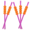 Engångskoppar Straws 5 PC S halm Halloween Pumpkin Plastiska dricker Temdrycker Mjölkverktyg Purpurtecknad film