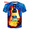 Men's T Shirts 2023 Summer Fashion Funny Guitar 3D Printed Shirt Hip Hop Music Short Sleeve Tops