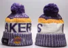 Berretti Los Angeles Lakers Beanie North American Basketball Team Toppa laterale Sport invernale in lana Cappello lavorato a maglia Berretti con teschio A6