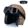 خوذات الدراجات النارية خوذات مروحية Capacete Dot Appd Open Face 3/4 PU Leather Motordike Halm Half Retro Moto Bike Drop