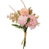 Fiori decorativi retrò peonia artificiale seta bianca grande bouquet vaso regalo rosa finta per la casa matrimonio festa di Natale giardino decorazione fai da te