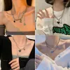 Pendant Necklaces Instagram Tide Titanium Steel Love Pearl Necklace Female Cold Wind Full Clavicle Chain Niche Design Girlfriends Locket