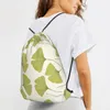 Sacos de compras Green Ginko Leaves Drawstring Backpack Homens Gym Workout Fitness Sports Bag Bundled Yoga para Mulheres