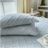 Bed Skirt Blue Bed Skirt Pillowcase Solid Color 1.5/1.8/2m Mattress Protective Cover Soft Comfortable Silk Wadding Padded Plaid Bedspread 231019