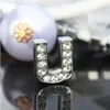 50pcs lot 10mm U Full Rhinestones Bling Slide Letter DIY Alloy Charms Fit For 10MM wristband bracelet 00322764