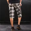 Shorts pour hommes en plein air cargo coton camouflage poche à carreaux armée mode mâle bermuda