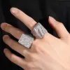 Hiphop pour hommes New Fashion Hip Hop Gold Sier Baguette Full Bling Iced Ring Mens Ice Out Diamond Bijoux