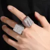 Anneaux Hiphop Bague Pour Hommes Nouvelle Mode Hip Hop Or Argent Baguette Plein Bling Glacé Bague Hommes Glace Sur Diamant Bijoux