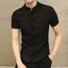 Men's Casual Shirts Trendy Men Summer Shirt Single-breasted Top Slim Fit Vintage Chinese Style Match Pants