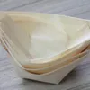 Servis uppsättningar 50 datorer Sushi Boat Plastic Disponertable Plates Wood Snack Bowl Bamboo Leaves Container Tablewoy